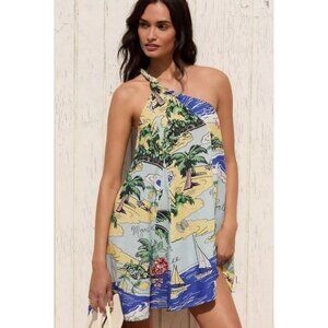 Anthropologie NWT Celandine Linen Blend One Shoulder Mini Dress Medium